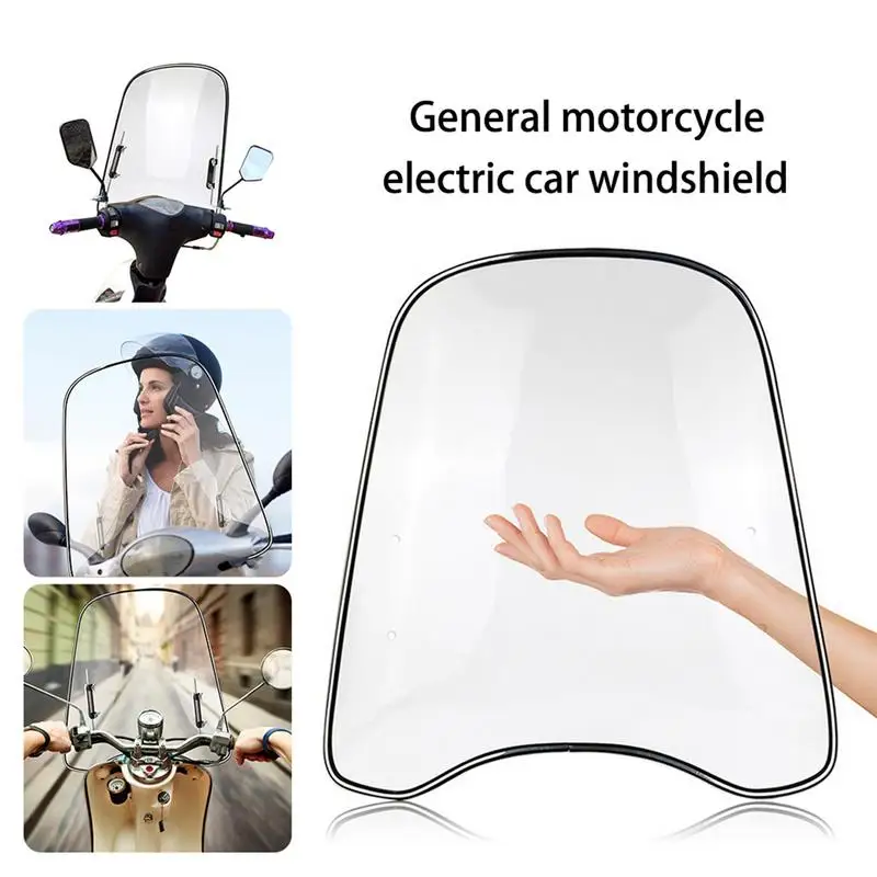 Universal Motorcycle Windshield 18 x 16.7inch Clear Large Windscreen For Motorcycles Electric Cars Scooters Wind Cold Deflector