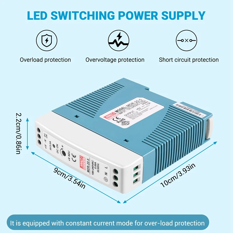 Din 레일 전원 공급 장치, Ac-DC 드라이버, 전압 조정기, 전원 공급 장치, 110V, 220V, 20W