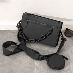 Fashion 2 In 1 Men's Crossbody Bag Trendy Design Chain Shoulder Messenger Bag Men Small Square Bag Crossbody Satchels Handbags
