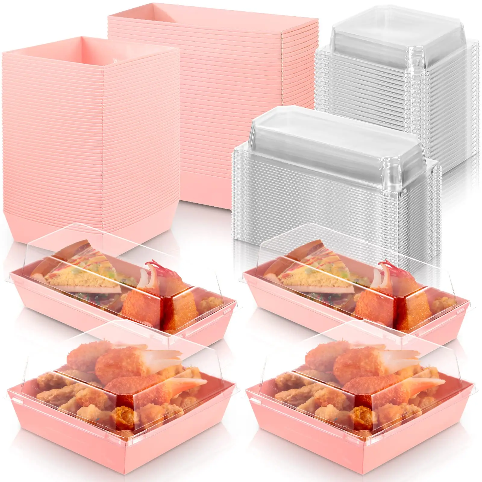 Disposable Charcuterie Boxes Clear Lids Paper Dessert Boxes Food Dessert Containers Bakery Chocolate Strawberries Supplies
