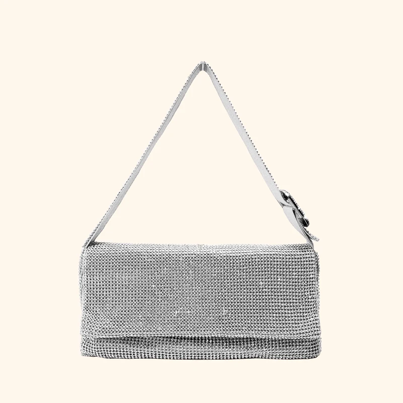 thumbnail image 1 of Bolso de noche brillante para mujer, bolso de mano de diseñador de lujo, monederos, novedad 2024, en PC, con diamantes de imitación huecos, pequeño bolso de hombro debajo del brazo, 1 of 5