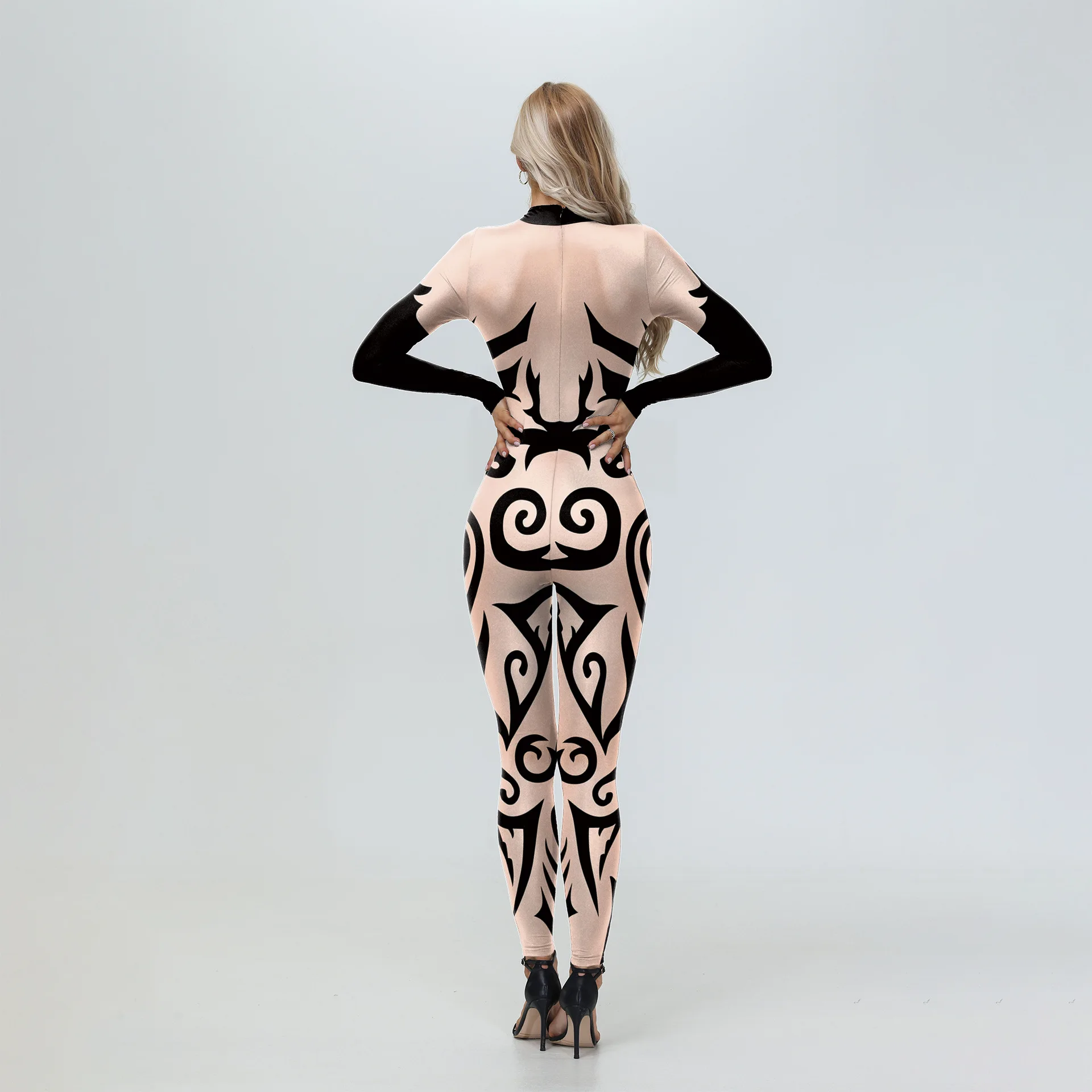 Fashion Drag Queen Sexy Jumpsuit for Women Festival Party Zentai Catsuit Carnival Cosplay Costume Lady Geometry Print Jumpsuit