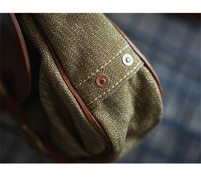 Mode vintage hohe qualität leinwand echtem leder männer umhängetasche lässig designer luxury real rind schulter crossbody-tasche – Detail 14