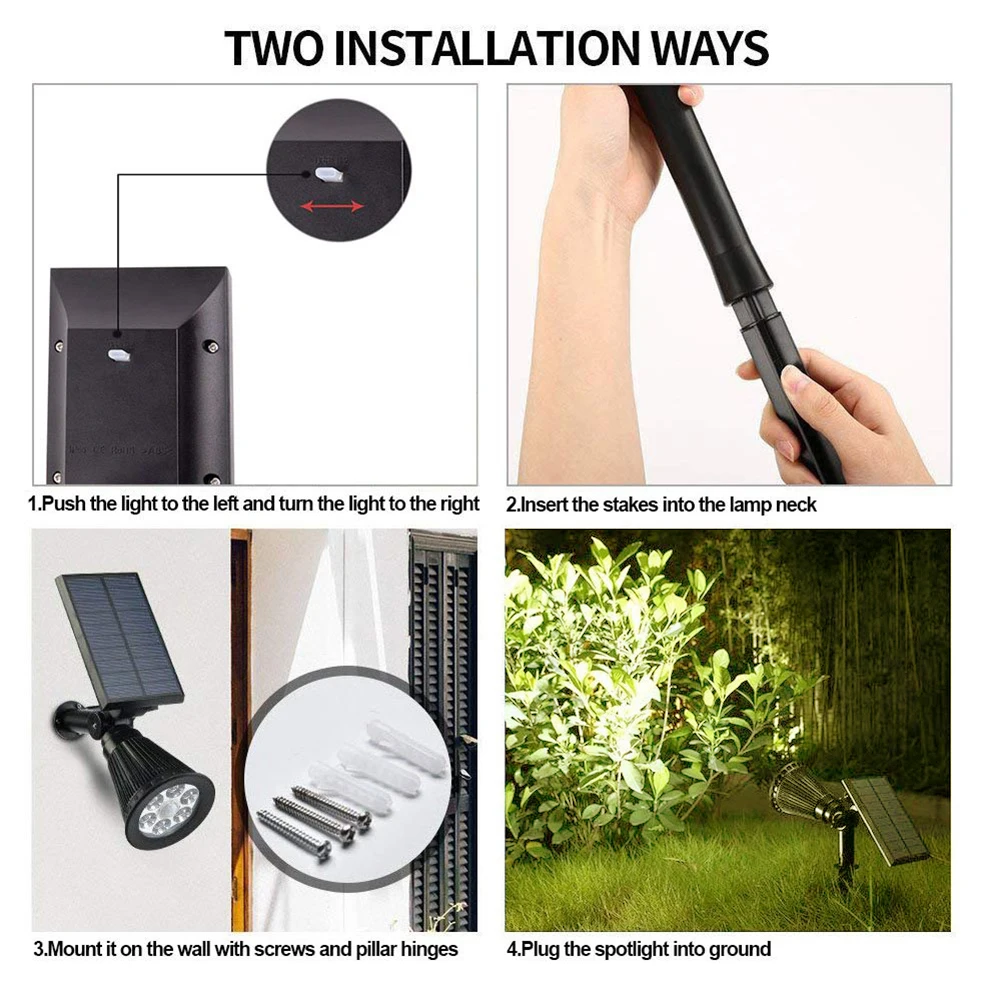 Outdoor Waterproof Solar Spotlights Warm White Tree-shooting Landscape Lights Garden Rain-proof Lawn Led Ground Plug-in Lamps