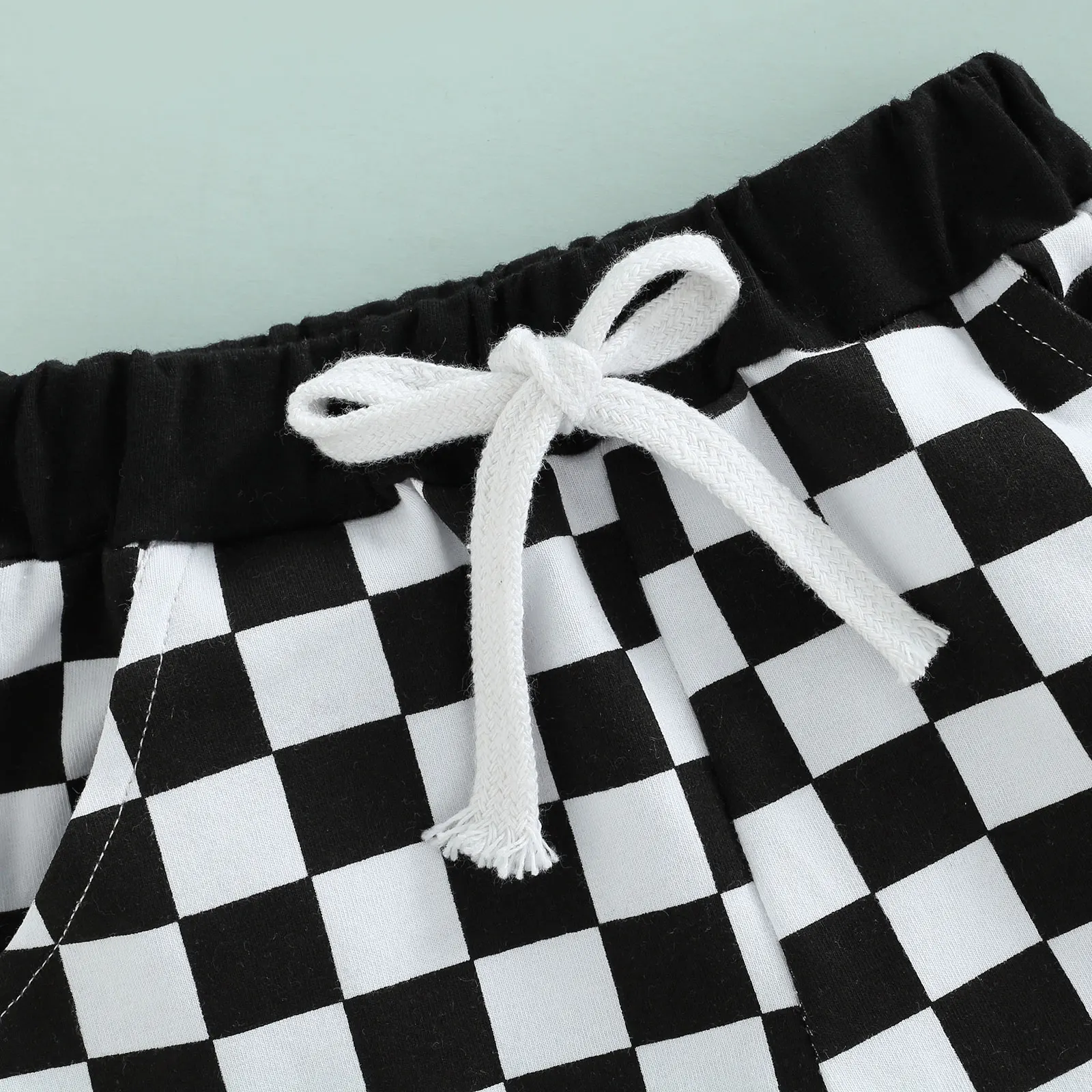 Summer Toddler Baby Boys Shorts Checkerboard Print Elastic Waist Drawstring Short Pants Clothing 0-3T