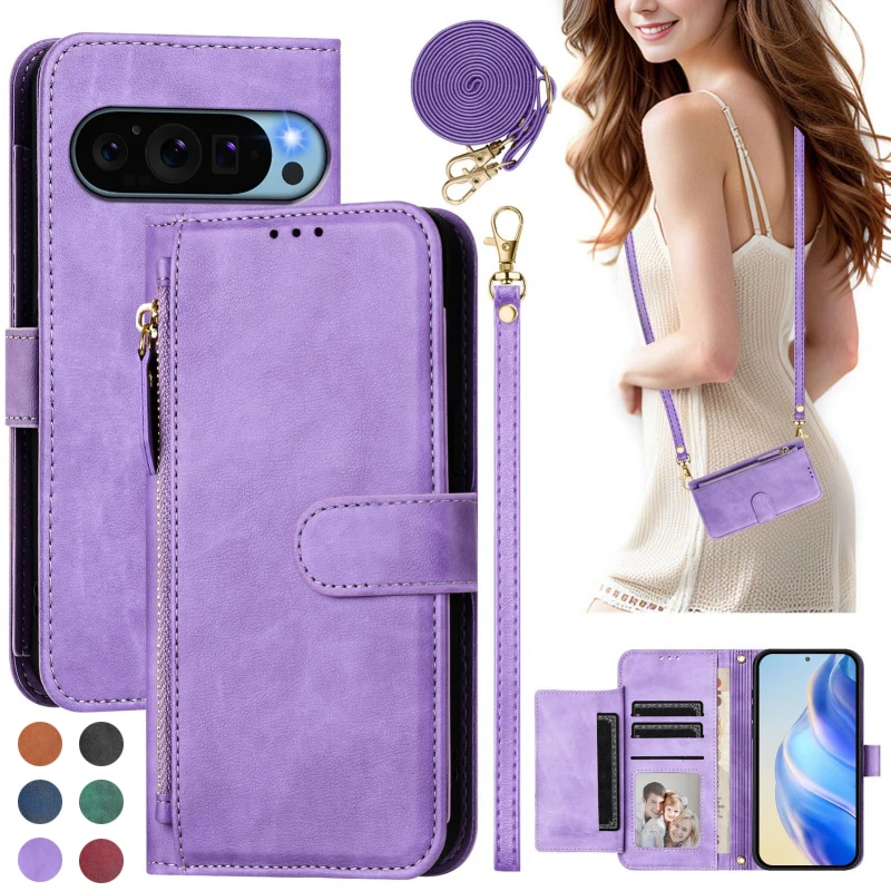 Luxury Leather Phone Case with Wireless Charging and Card Holder Wallet