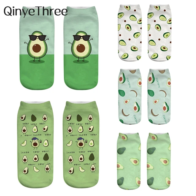 Calcetines De Mujer Divertidos De Dibujos Animados De Frutas De Plátano  Aguacate Huevo De Limón Galletas Donuts Comida Feliz Harajuku  skateboardpangjing