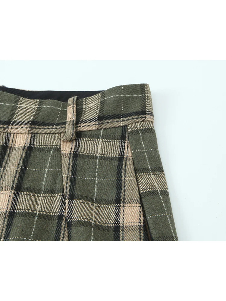 Women Casual High Waist Plaid Pants Autumn Winter Comfort Trousers Elegant Vintage Straight Leg Floor Length Loose Fit Trousers