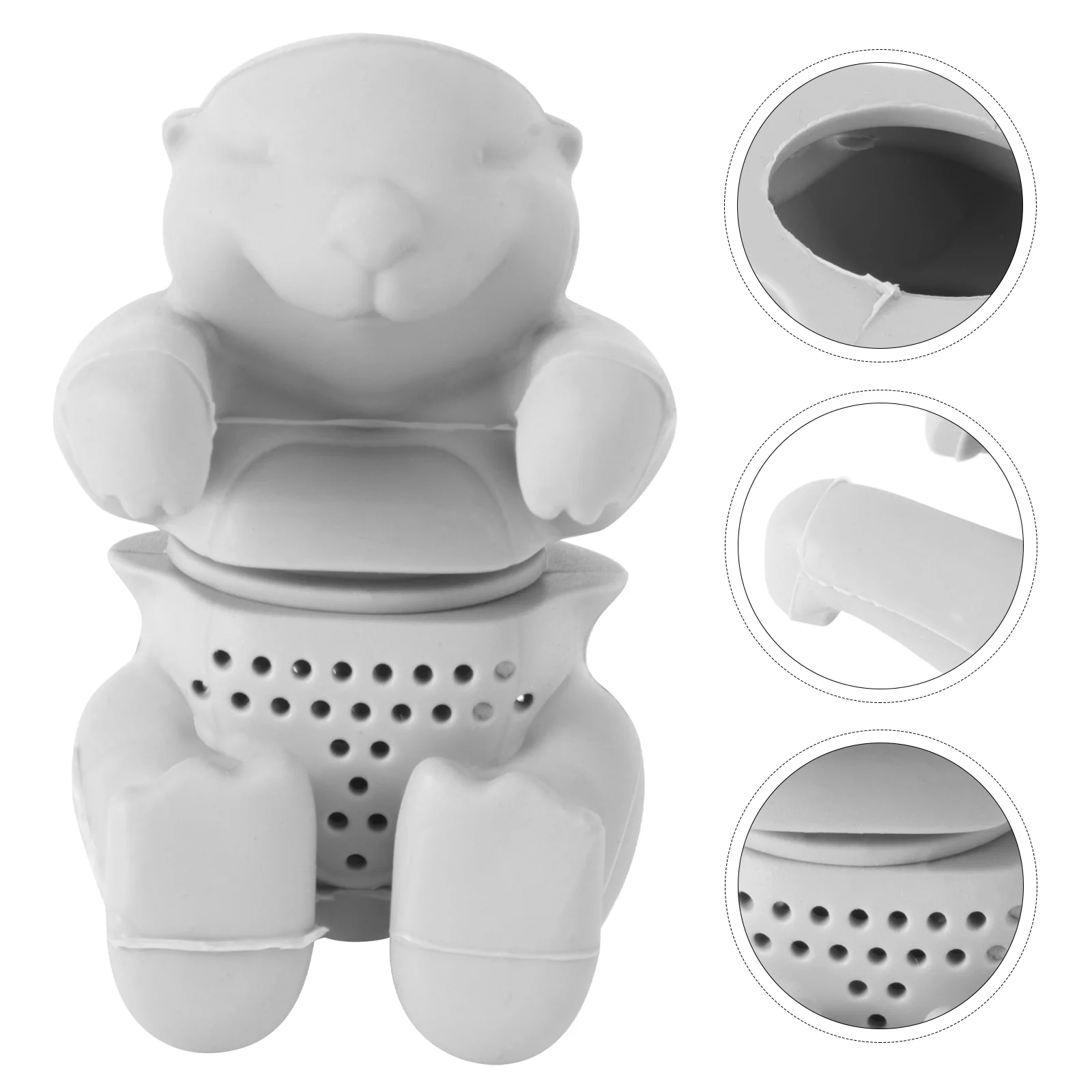 

Cute Otter Tea Infuser Tea Loose Leaf Otter Shape Tea Strainer Filter Diffuser Silicone Teaware Kitchen Tools Gadgets (Grey)