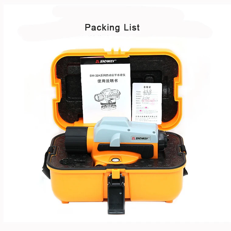 Cheaper SW-32A 32X Optical Automatic Engineering Survey Auto Level with leveling rod aluminum tripods - Image 6