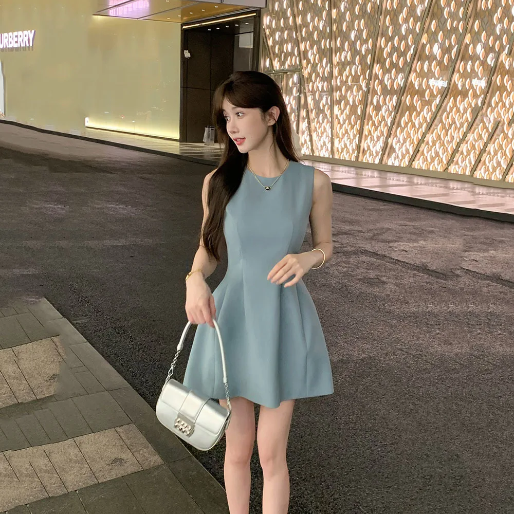 Korea Elegant Vest Dresses Intellectual Simple Sleeveless Dress Office Ladies Temperament Mini Dress Women's Clothing Summer New 3