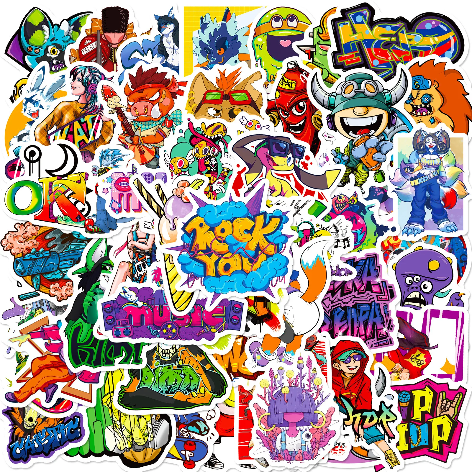 10 30 50pcs nasa astronaut waterproof graffiti sticker decorative luggage cup laptop phone skateboard scrapbook kids stickers 50Pcs Street Cartoon Graffiti Stickers Decals for Skateboard Scrapbook Diary Laptop Luggage Car Waterproof Sticker Kid Toy