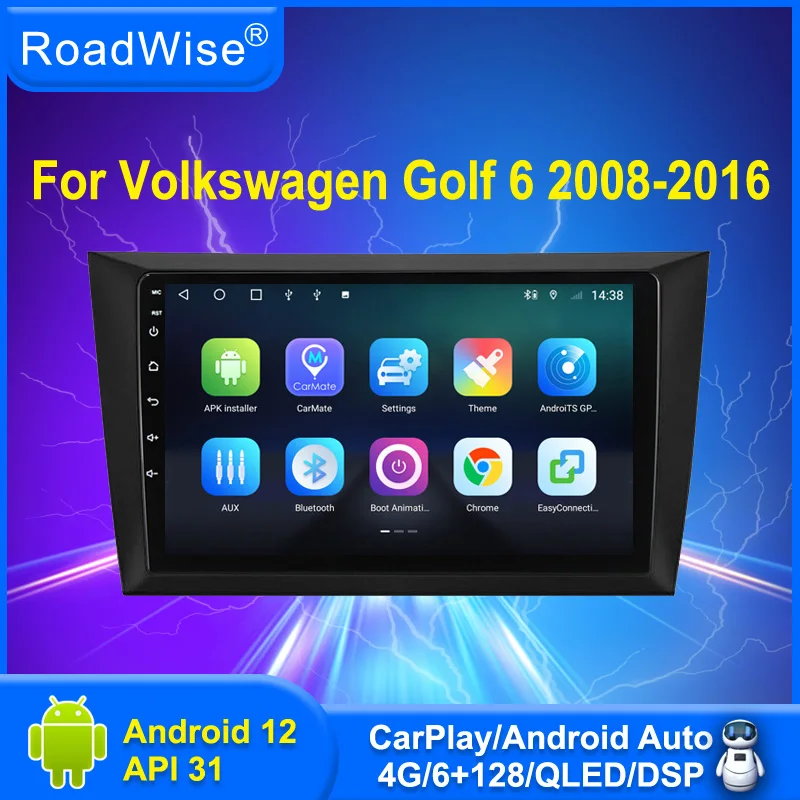 

Roadwise 8+256 Android 12 Car Radio For Volkswagen VW Golf 6 2008 - 2016 Multimedia Carplay 4G Wifi GPS DSP DVD 2 DIN Autoradio