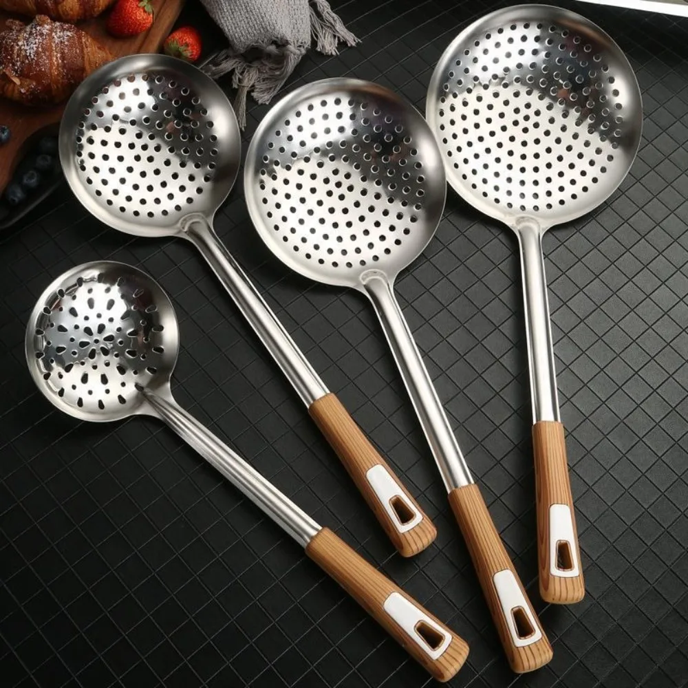 Skimmer In Acciaio Inox Per Cucina - Colino Multiuso Con Manico Lungo E Fori Uniformi | Per Frittura, Pasta E Zuppe - 4