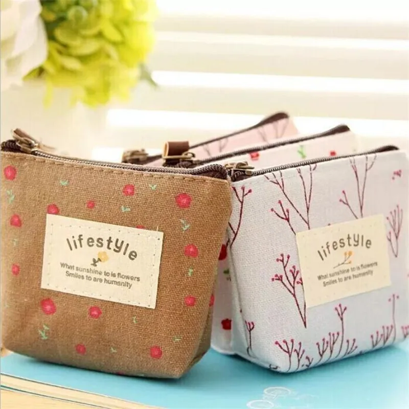Coin Purse Plush Coin Purse Coin Wallet Change Bag Women Wallet Key Case Fashion Fabric Coin Purse Key Case Creative Coin Purse Cartoon Cute Canvas Bags Girls Floral Print Mini Pouch Wallets for Women