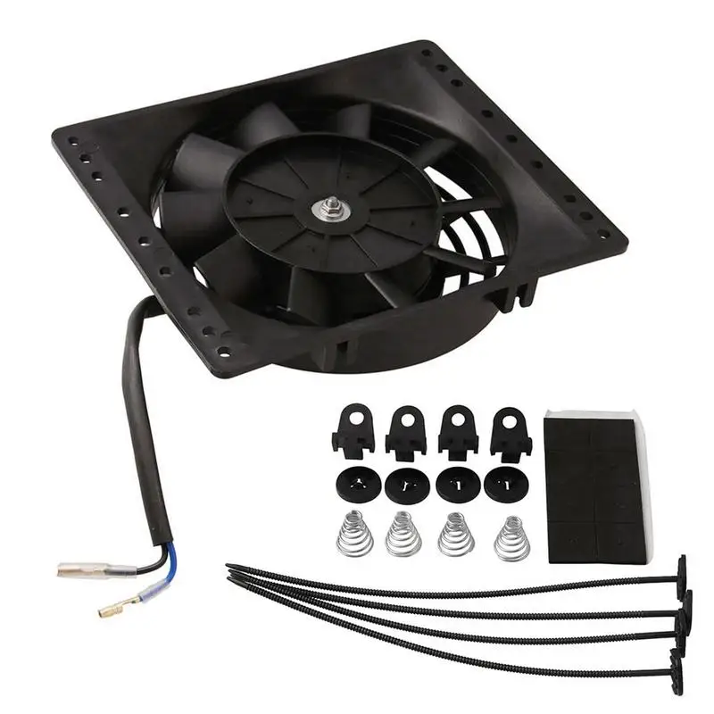 1 Set 14 Inch 12V Electric Cooling Radiator Fan Puller Pusher Engine  Cooling Fan with Install Kit Black