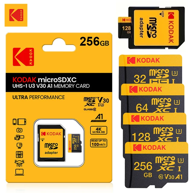 KODAK 100% Original Micro sd Card 16GB 32GB 64GB 128GB 256GB Microsd Memory Card Class10 SDXC U3 4K TF Card for Drone Phone