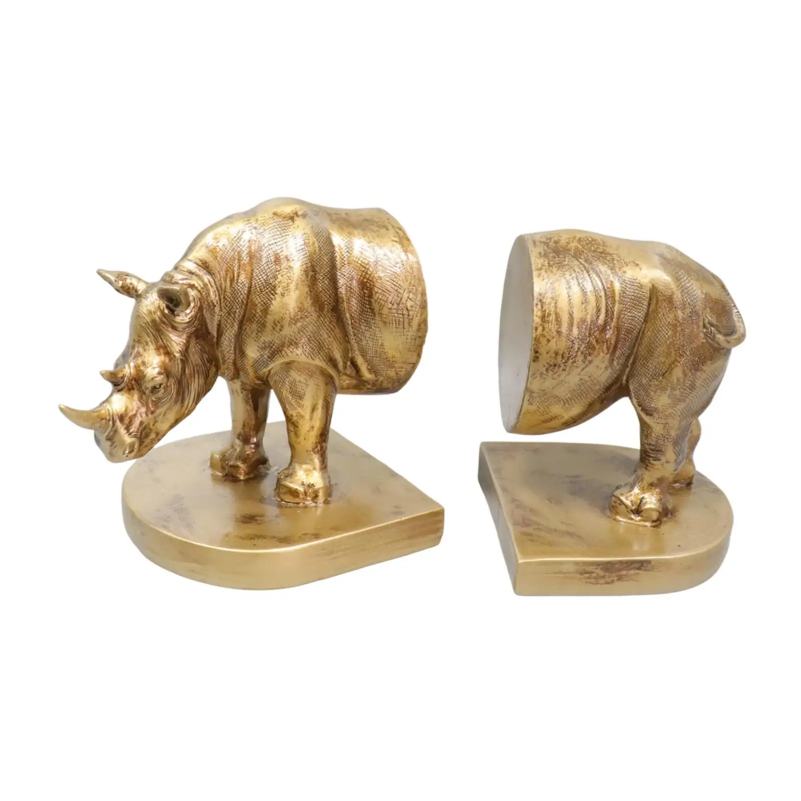2x Decorative Bookends Book Stand Multifunctional Functional Rhino Statues Rhino Bookends for Coffee Tables Living Room