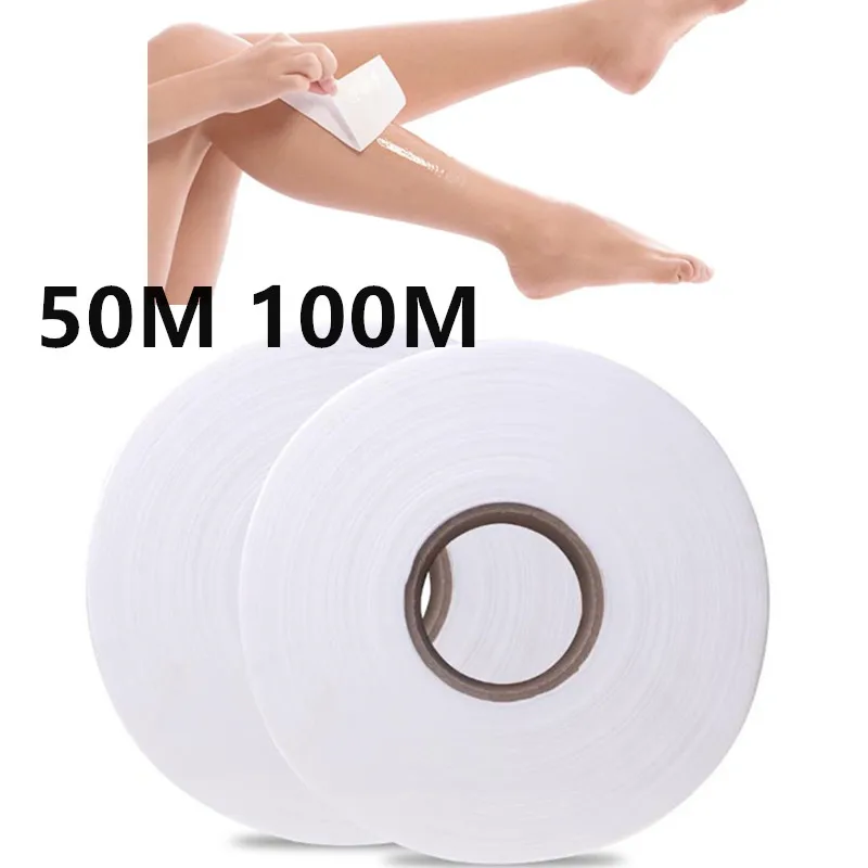 

Professional 50M 100M 1 Roll Nonwoven Body Cloth Hair Remove Wax Paper Body Wax Strips Hair Removal Paper Epilator For Leg Arm 2