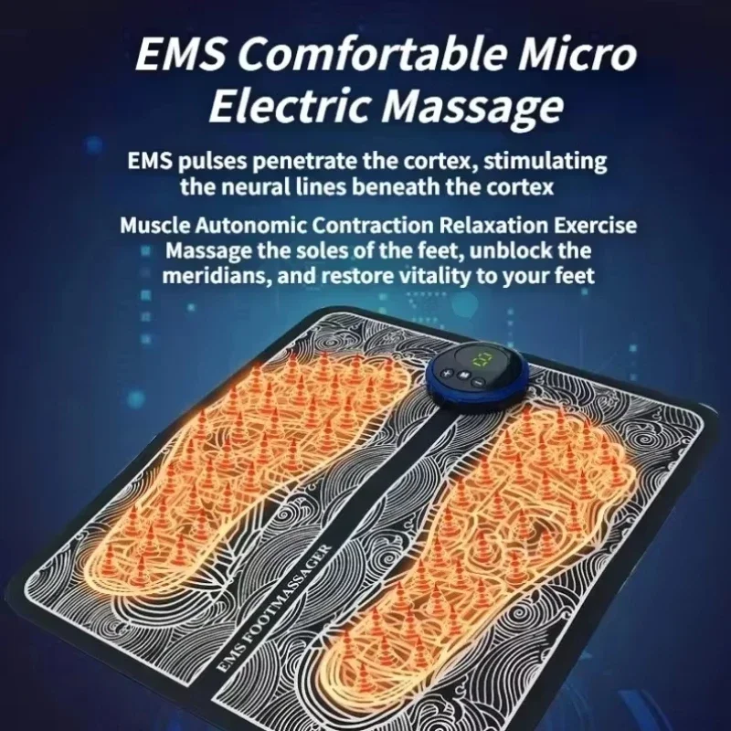 Electric EMS Foot Massager Pad Electrical Muscle Stimulation Foot Massager USB Charging Portable Feet Acupoints Massage Mat