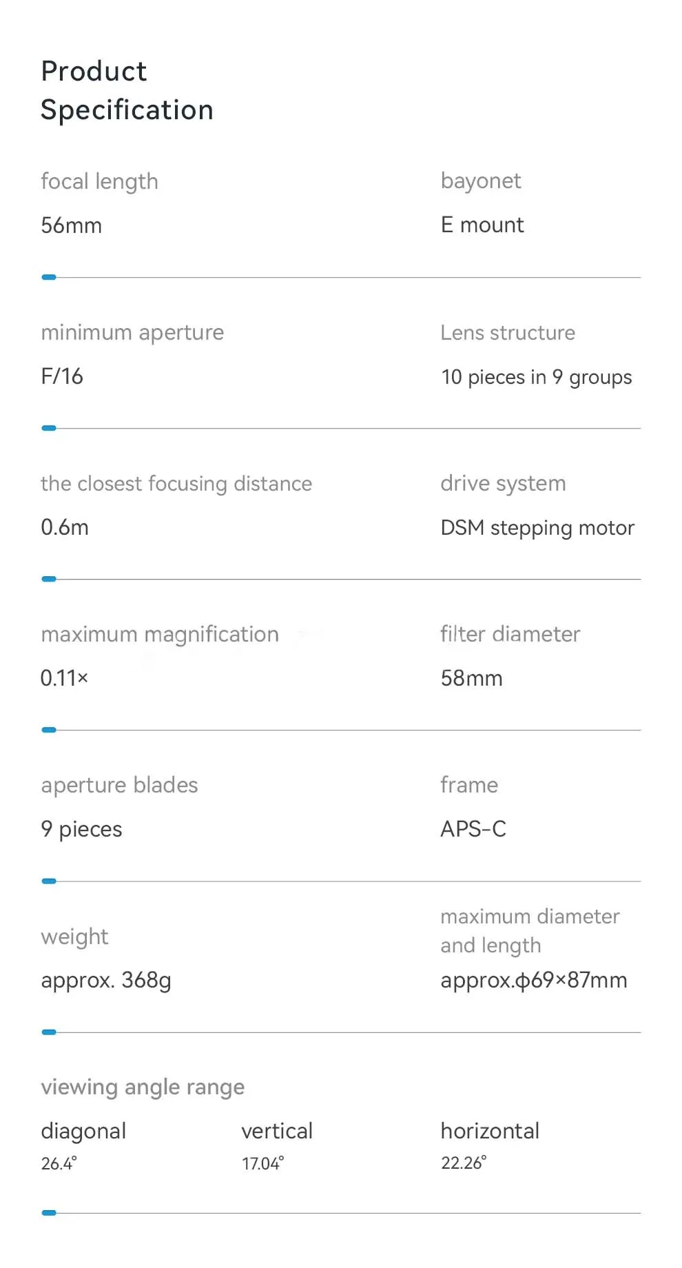 YongNuo YN56mm F1.4S DA DSM WL PRO APS-C Auto Focus Camers Lens For Sony FE Moun