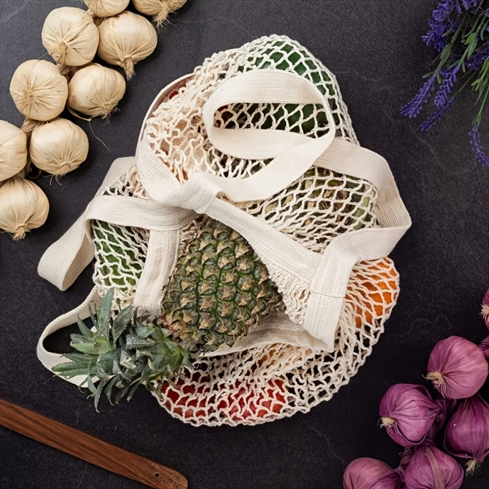 Eco-Friendly Organic Cotton Mesh Bag for Shopping and Produce Storage