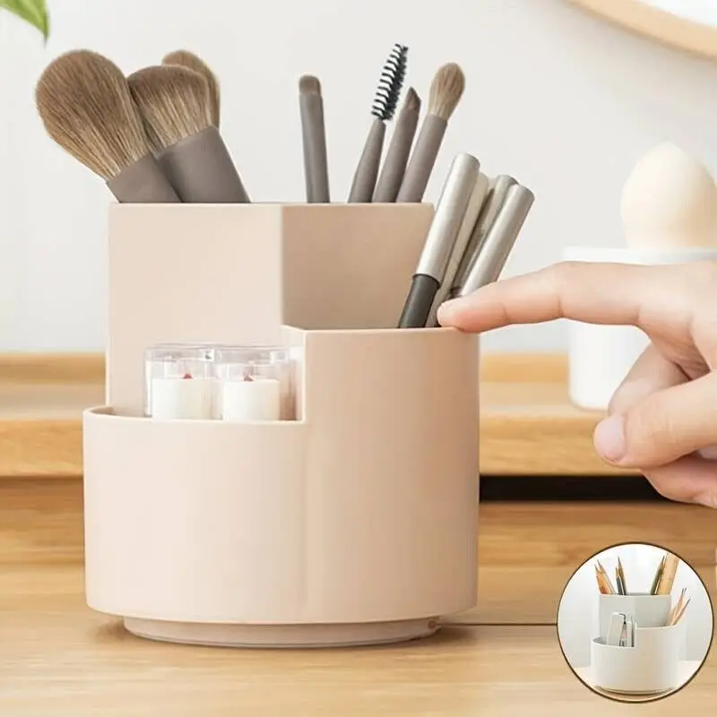360 Rotating Makeup Brush Holder Cosmet Storage Box Makeup Organiser Lipsticks Make Up Container Vanity Organizer Box 3