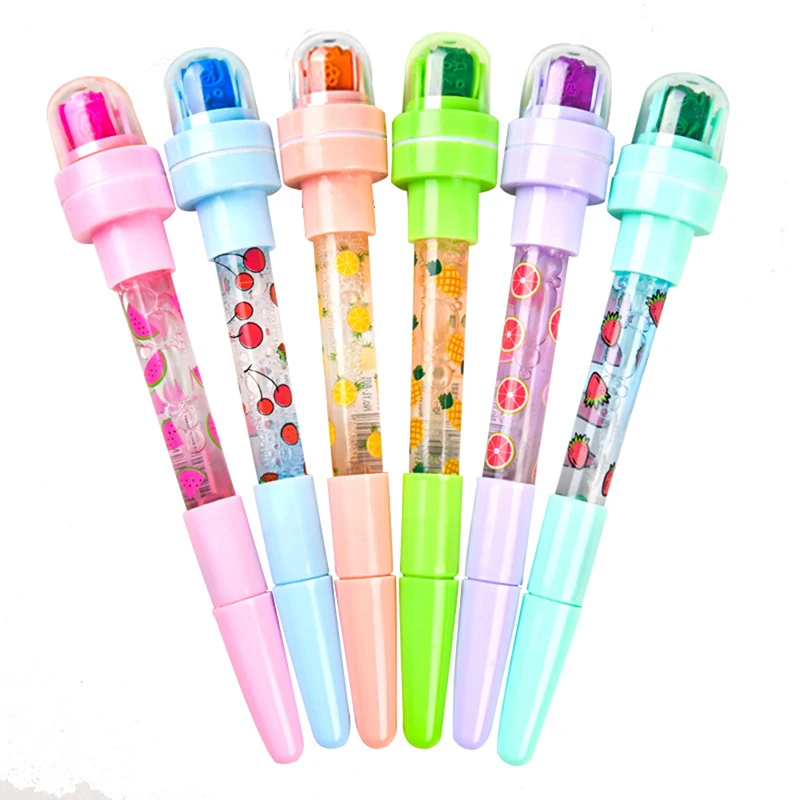 5 In 1Multi-function Ballpoint Pen Bubbler Pen With Stamp Toy Pens Gift For  Boy Girl Cute Seal Roller Stamp Pen Funny School DIY