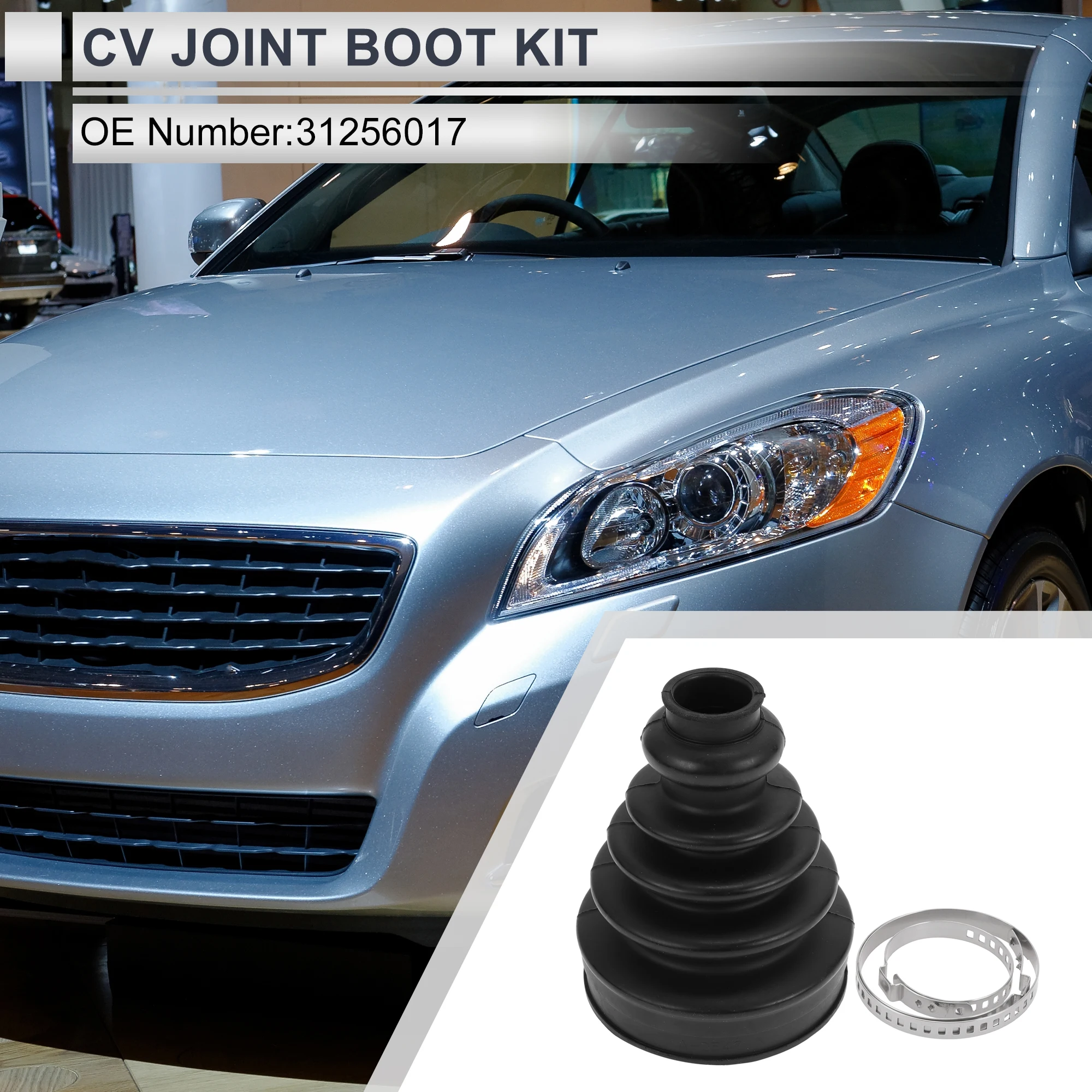 X Autohaux No.31256017 Inner CV Joint Boot Kit with Clamps for Volvo C30 2007-2013 for Volvo C70 2006-2013 V50 2004