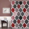 Creative Geometric Print Shower Curtains Red Black Gray Blue Simple Line Graphic Print Polyester Fabric Home Decor Bath Curtain 4