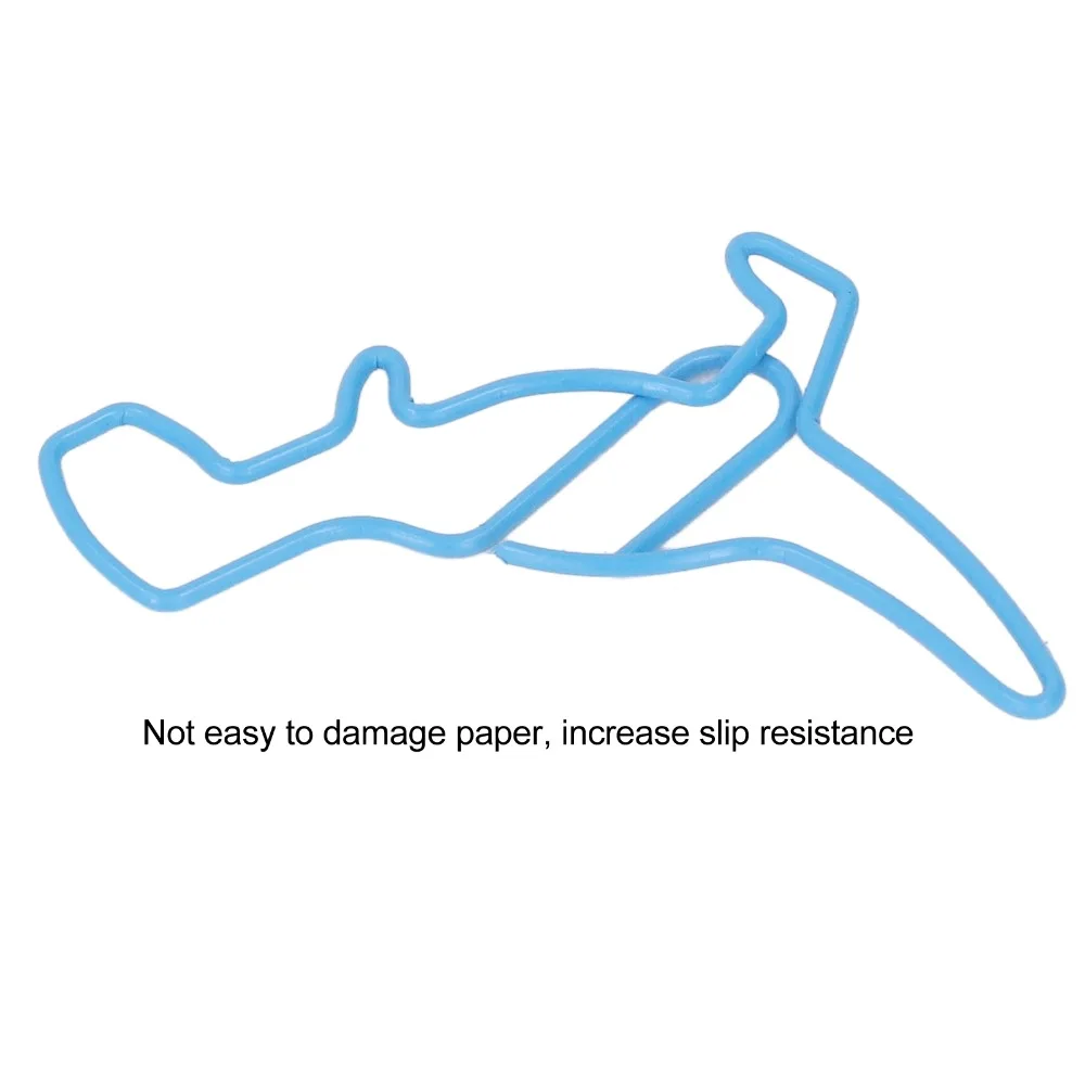 100Pcs 공룡 모양 재미 있은 종이 클립 43*35mm 플라스틱 코팅 금속 귀여운 종이 클립 내구성 블루 동물 모양 종이 클립