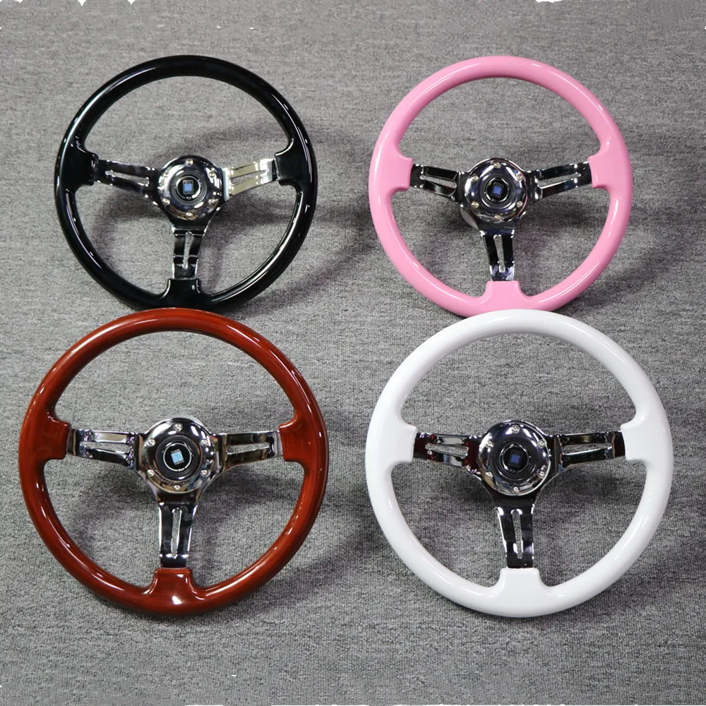 ☆メッキディープコーンステアリング14インチ350mm シルバー