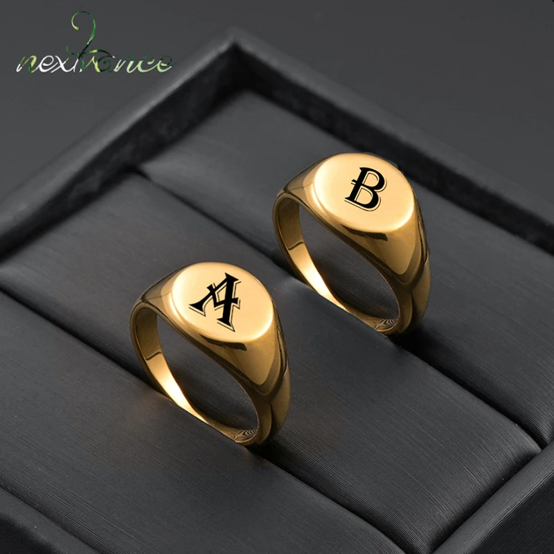 

Nextvance Custom Rings Stainless steel Fashion Personalised Initial Engrave A to Z Ring For Women Family Birthday Jewelry Gift