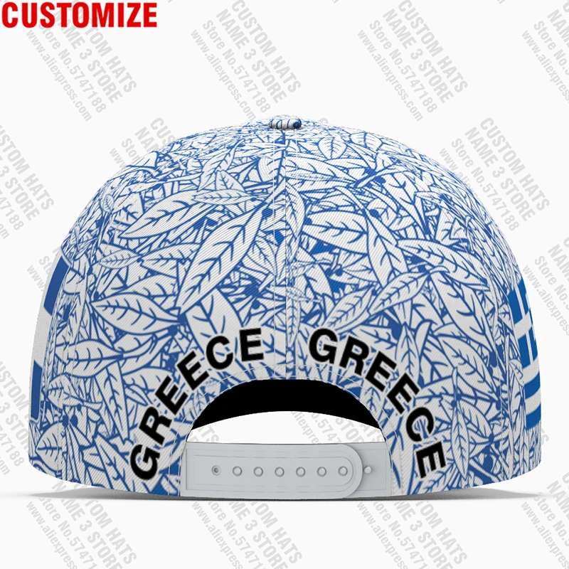 Greece men youth diy name number grc casual hat nation flag gr country greek republic s print photo word baseball cap
