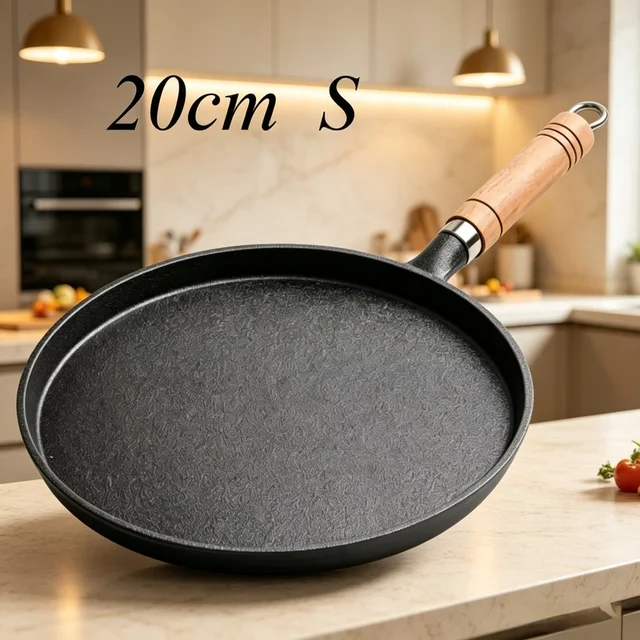 20cm Cast Iron Fry Pan with Wooden Handle 1