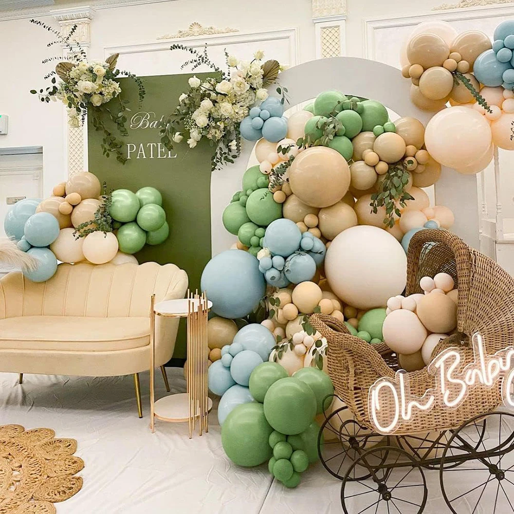 세이지 그린 풍선 화환 녹색 풍선 아치 키트 생일 파티 장식 베이비 샤워 웨딩 Ballon 배경 장식 글로브