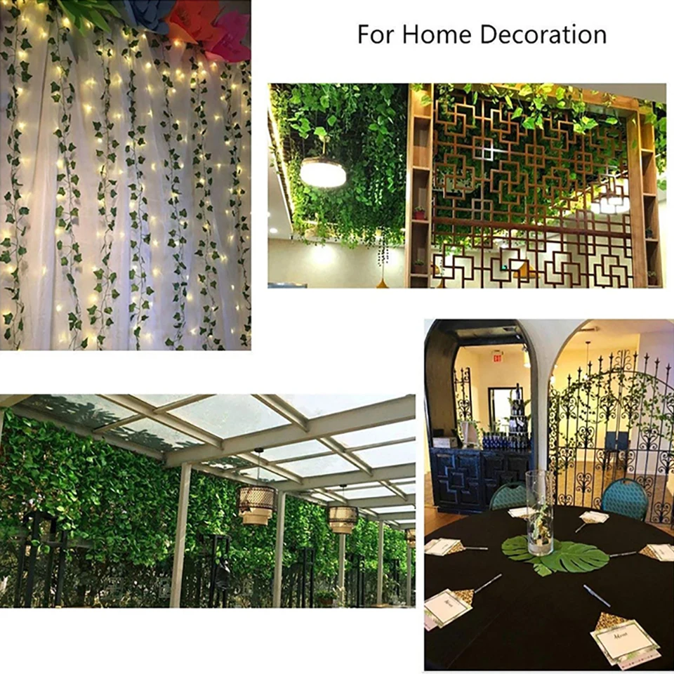 Flower Green Leaf String Lights Artificial Vine Fairy Lights Battery Powered Christmas Tree Garland Light for Weeding Home Decor