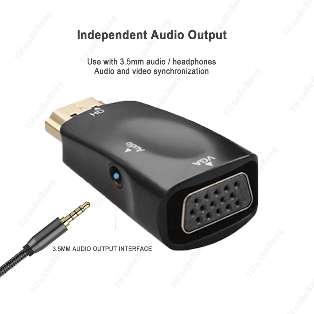 TV 박스용 HDMI 호환 어댑터, HDMI 호환 VGA 어댑터, 오디오 케이블 포함, 수-VGA 암 변환기