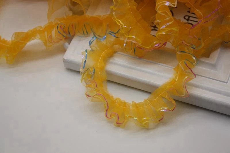 10 Yards/Lot DIY Spitze Trim Band 2,5 cm Breite Kopfschmuck Falten Puppe Kleid Kleidung Manschette kinder Tragen Zubehör – Detail 17