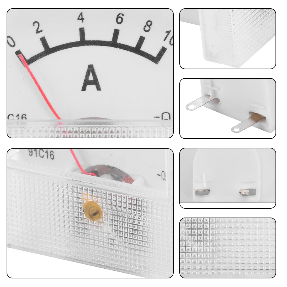 91C16 Pointer Type Ammeter DC Analog Current Meter Panel 10A 20A 30A 50A