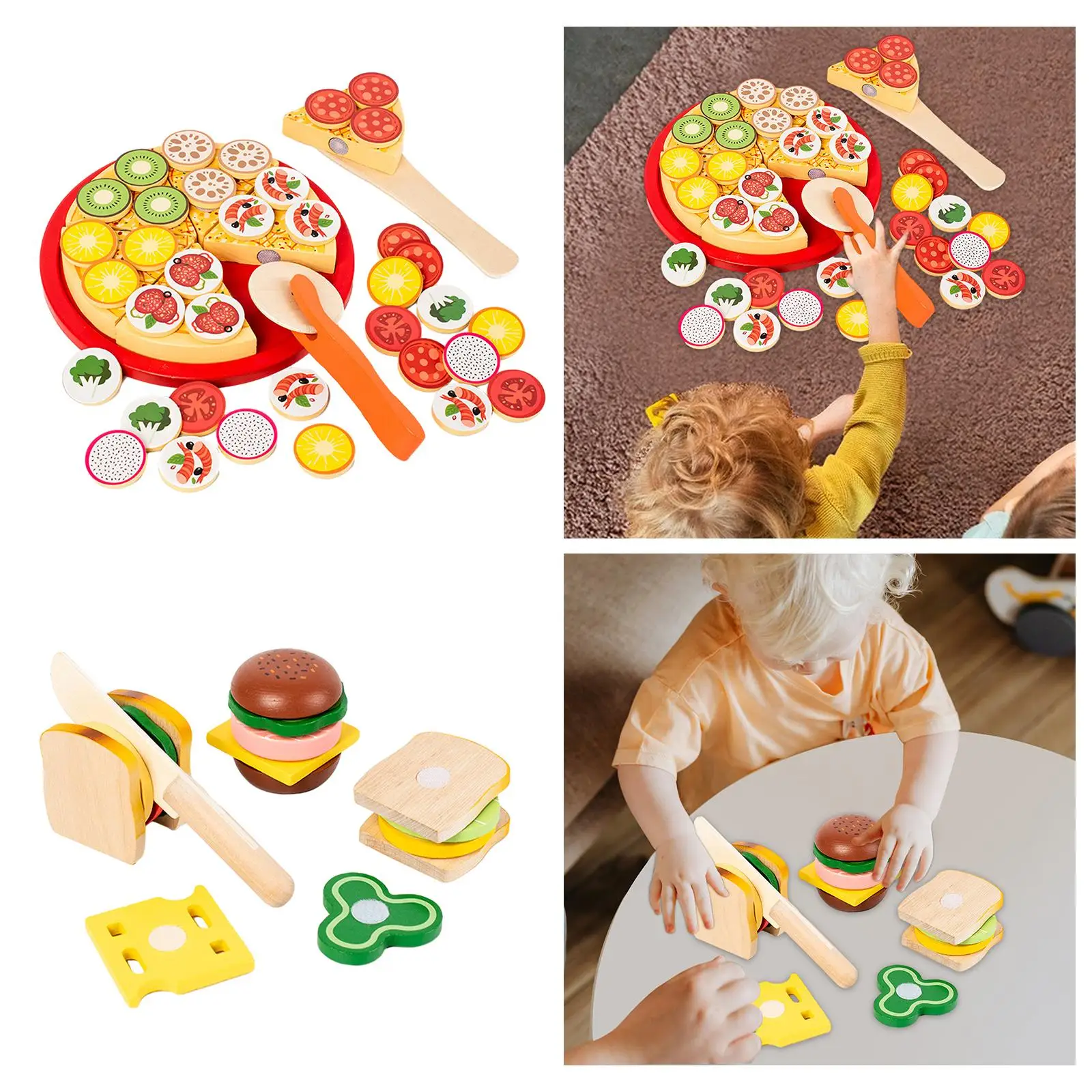 Kitchen Playset Color Learning Cutting Play Food Toy Crafts Window Display