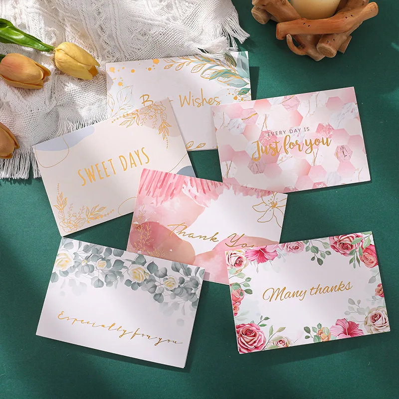 

6set Mix Styles Best Wish Thank You Cards with Envelope Business Invitations Notes Blank Inside Greeting Postcards Gifts Card