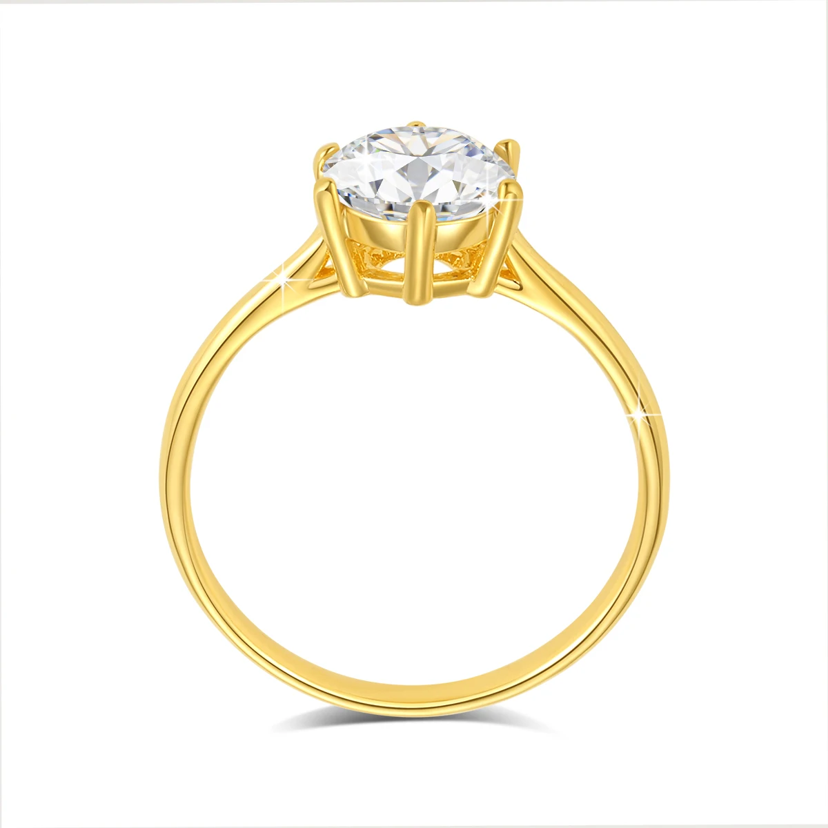 AU585 Classic 6 Claws Moissanite Ring for Women Solid 14K Yellow Gold Ring Engegament Wedding Band Fine Jewelry 5