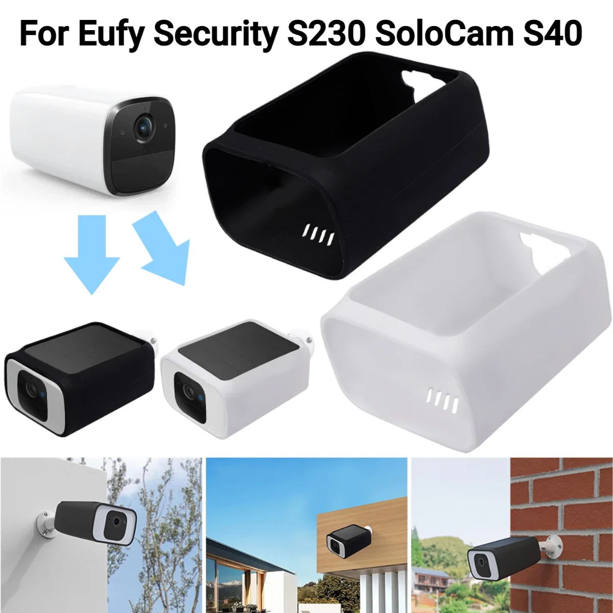 Eufy 보안용 실리콘 커버 스킨, S230 SoloCam S40 케이스, 야외 보안 카메라 방수 UV 보호 커버