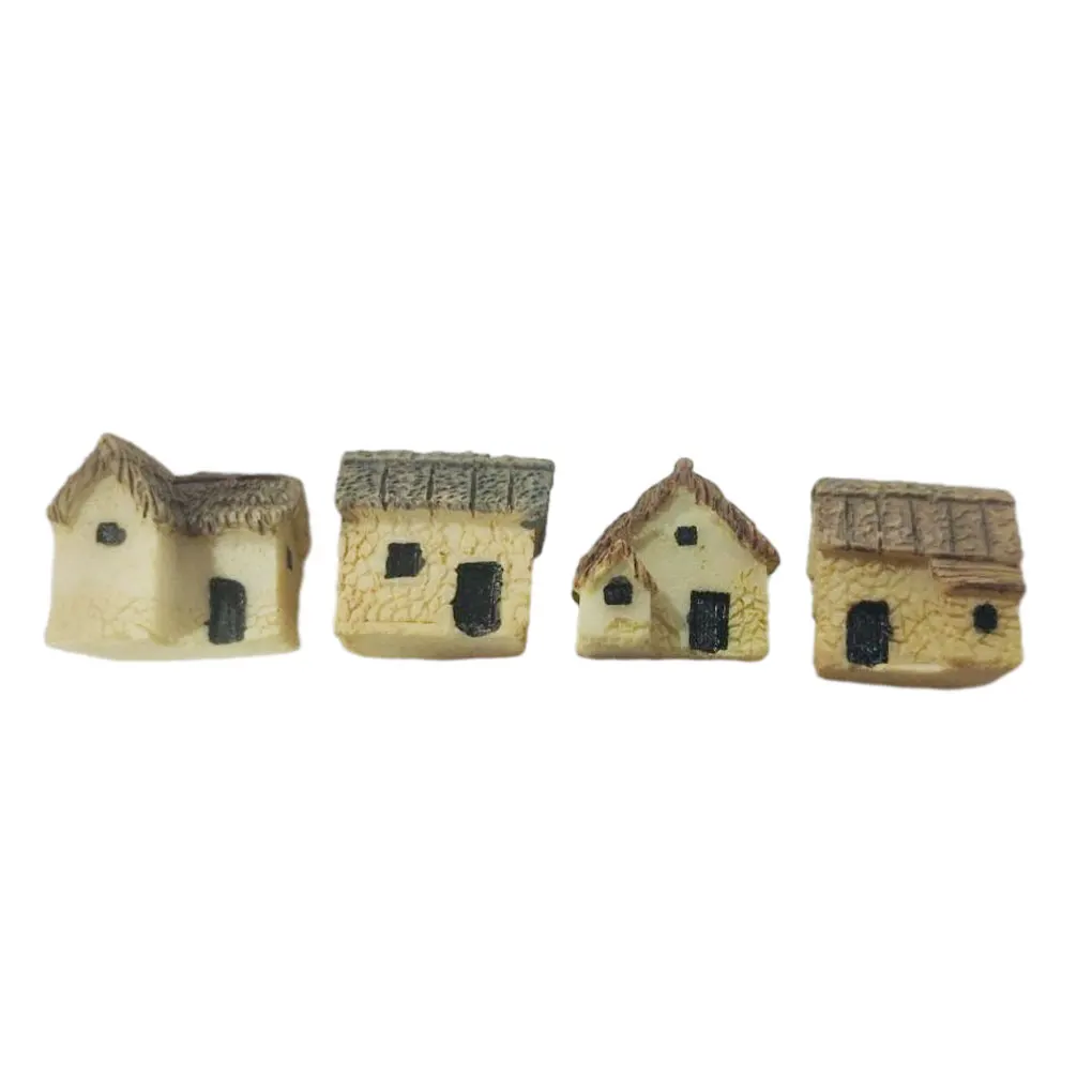 4Pcs Miniature Fairy Garden Stone Houses Mini Cottage House Miniature Accessori Per La Decorazione Kit Per La Decorazione Del Giardinaggio