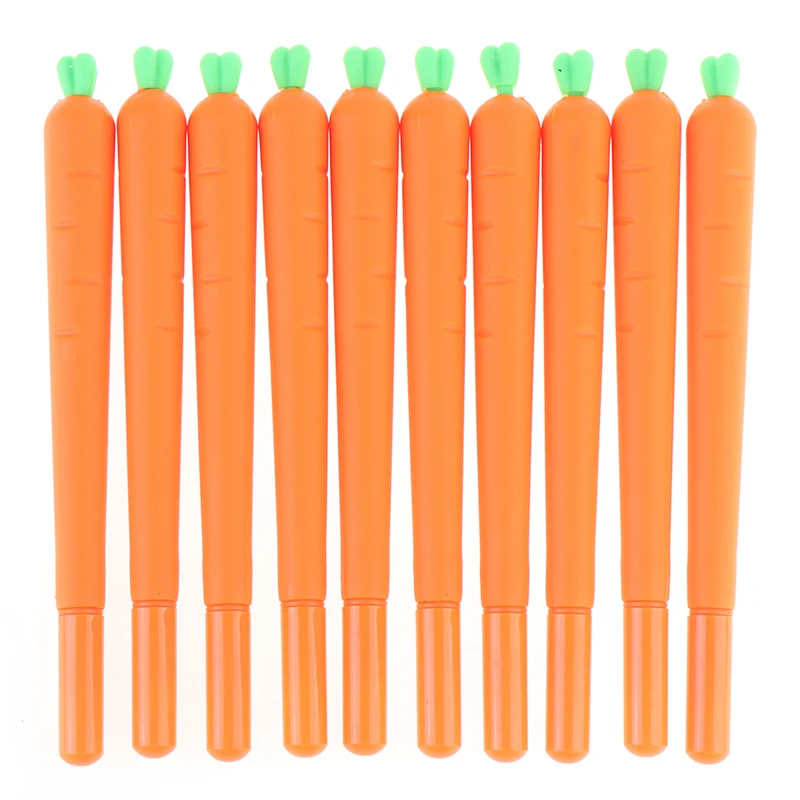 검정 잉크 롤러 마커 펜, 귀여운 당근 스타일링 펜, 귀여운 문구 용품, 젤 잉크 펜, 도매, 0.5mm, 10 개