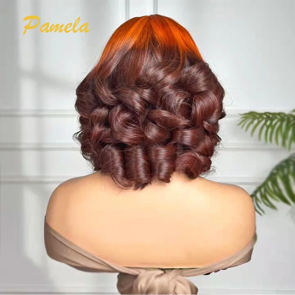 Ombre Blonde Loose Wave Lace Front Wig Reddish Brown Ginger Orange Color 13x4 HD Transparent Lace Front Human Hair Wig For Women