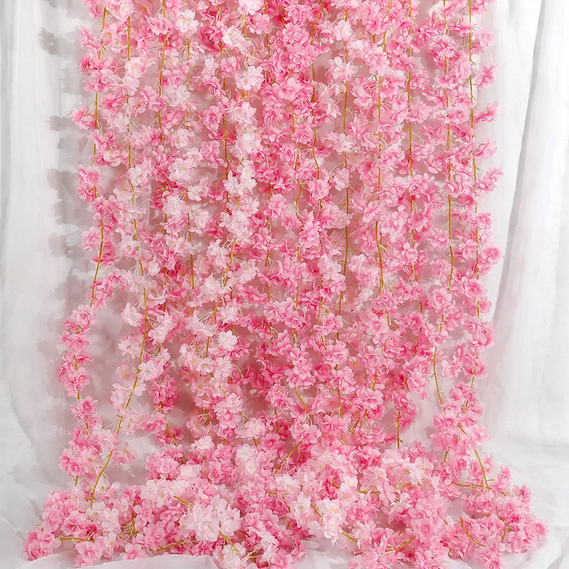 135 flower head 1pc silk artificial cherry blossom Ivy Rose vine wall hanging flower decoration rattan wreath Wedding Arch Decor