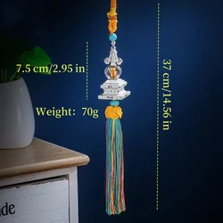 Buddhist Pagoda Pendant - Handcrafted Alloy Souvenir and Gift - 37 CM (Silver)