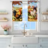 2pcs American Retro Country Rooster Decorative Curtains, Sunshade and Privacy-protecting Pole Curtains 5